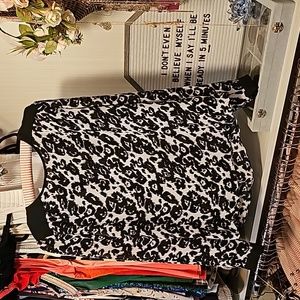Women's black and white leopard print top
